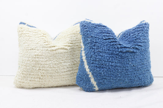 Set of 2 Vintage Moroccan Pillows 100% Wool , Absolutely Gorgeous Pillow Floor Pillow Moroccan Berber Home Design Handmade Kilim Berber