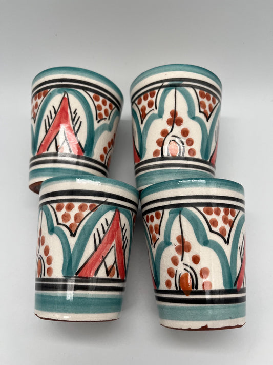 Set of 4 Red Clay Cups - Traditional Moroccan Craftsmanship - Perfect for Tea and Coffee - Beldi Mugs_Cups _Moroccan