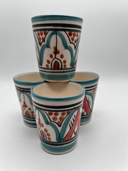 Set of 4 Red Clay Cups - Traditional Moroccan Craftsmanship - Perfect for Tea and Coffee - Beldi Mugs_Cups _Moroccan