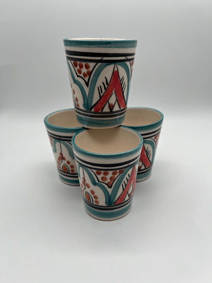 Set of 4 Red Clay Cups - Traditional Moroccan Craftsmanship - Perfect for Tea and Coffee - Beldi Mugs_Cups _Moroccan