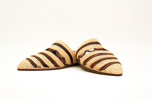 Handmade Raffia Slide Sandals, Comfortable, Lightweight Summer Shoes from Morocco