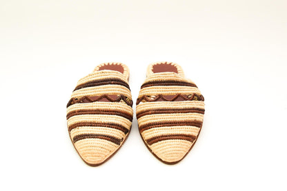 Handmade Raffia Slide Sandals, Comfortable, Lightweight Summer Shoes from Morocco
