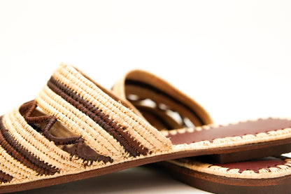 Handmade Raffia Slide Sandals, Comfortable, Lightweight Summer Shoes from Morocco