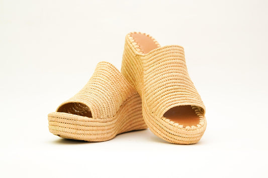 Handmade Raffia Slide Sandals, Comfortable, Lightweight Summer Shoes from Morocco
