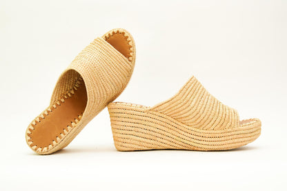Handmade Raffia Slide Sandals, Comfortable, Lightweight Summer Shoes from Morocco