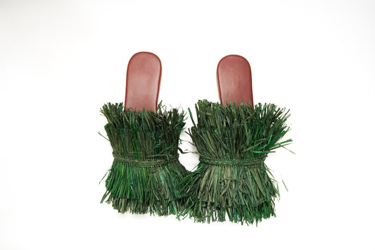 Handmade Raffia Slide Sandals, Comfortable, Lightweight Summer Shoes from Morocco