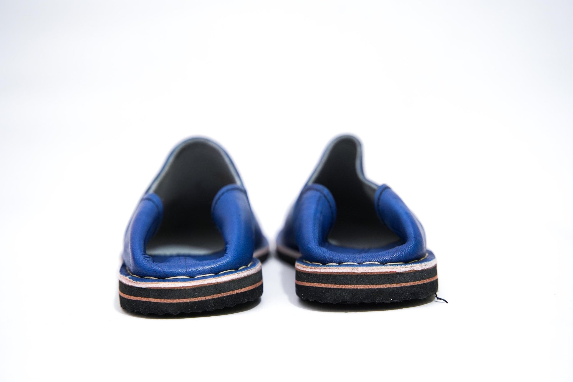 Handmade Moroccan Babouche Leather Slippers for Men, Organic Sheepskin Slip-Ons – Stylish Blue House Shoes