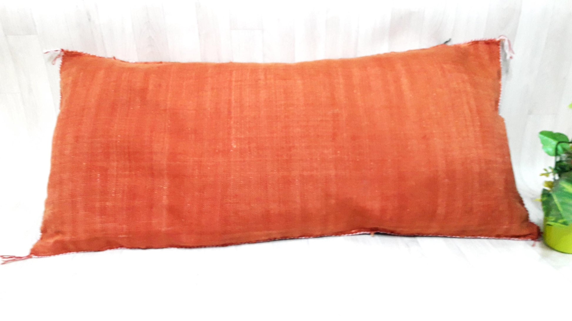 Cactus Silk Cushion Cover - Red/Orange Sabra Pillow - Handmade Morocco Cushion . Moroccan Sabra Cushion