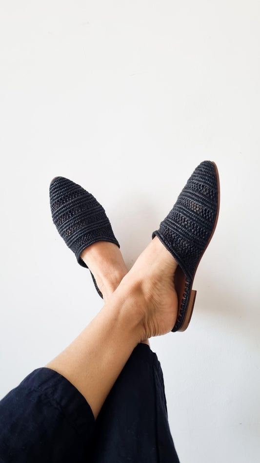 Raffia Shoes, Women Raffia Flats, Handmade Shoes, Moroccan Babouch, Summer Slides, Raphia, Ready to Ship