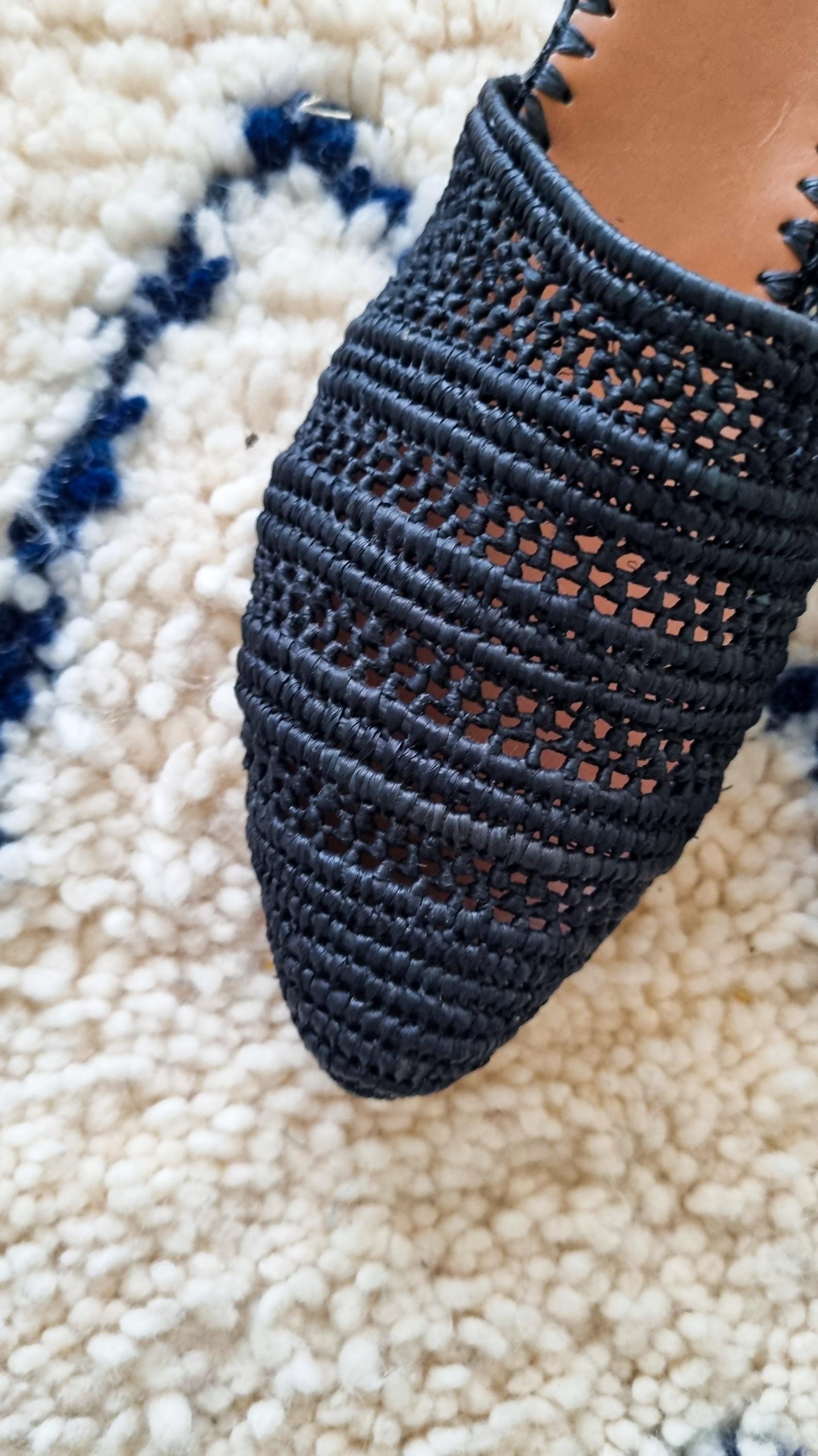 Raffia Shoes, Women Raffia Flats, Handmade Shoes, Moroccan Babouch, Summer Slides, Raphia, Ready to Ship