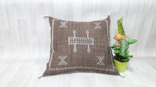 50% off Cream Cactus Silk Pillow, Moroccan Cactus Silk Cushion,Morocco Pillow Handmade Sabra Pillow, Throw Pillow, Decorative Pillow,