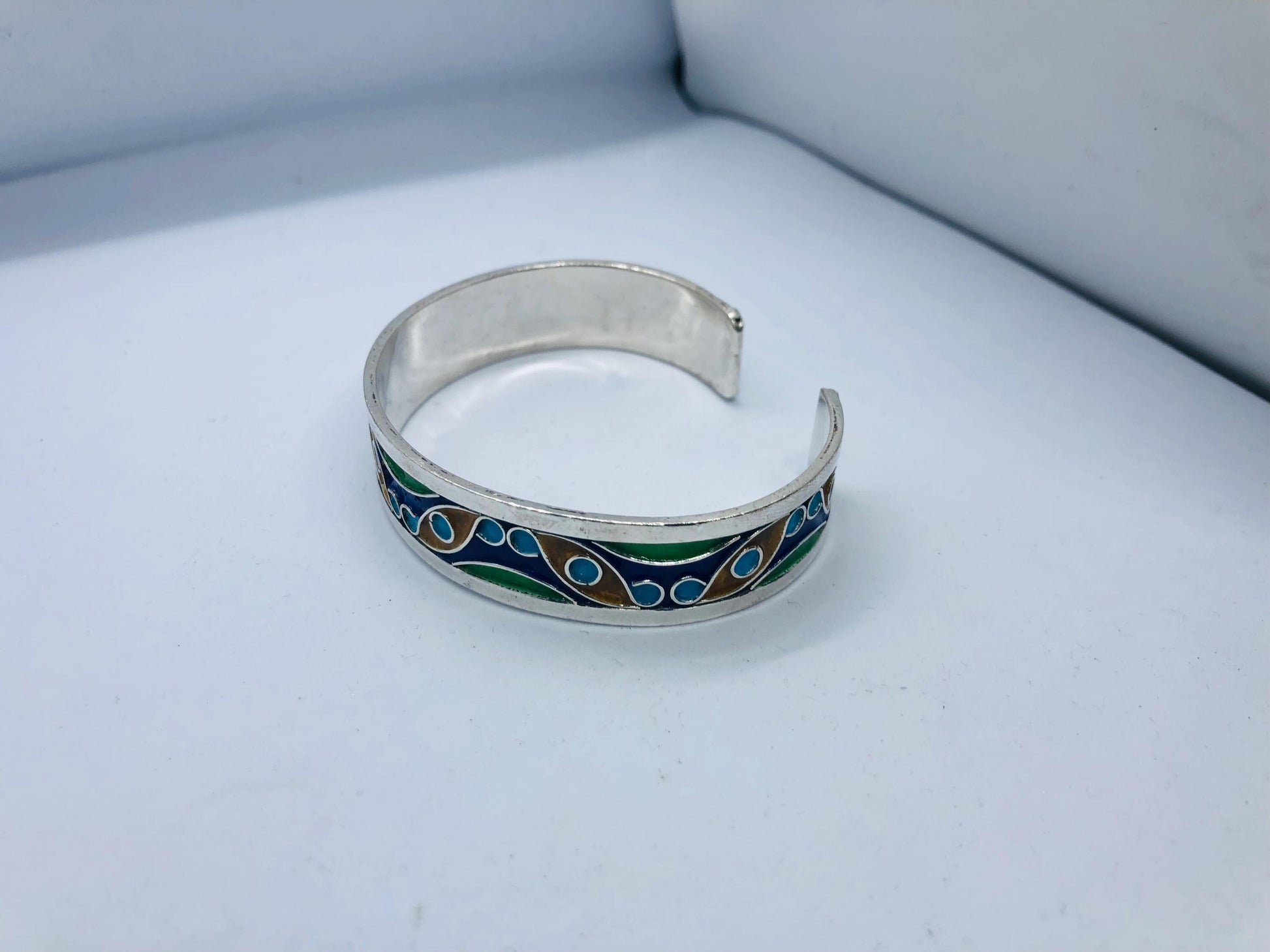 Enameled Silver Bracelet, Handmade Bracelet, Moroccan Berber Bracelet, Modern Bracelet, Traditional Bracelet, Handmade Tuareg Jewelry
