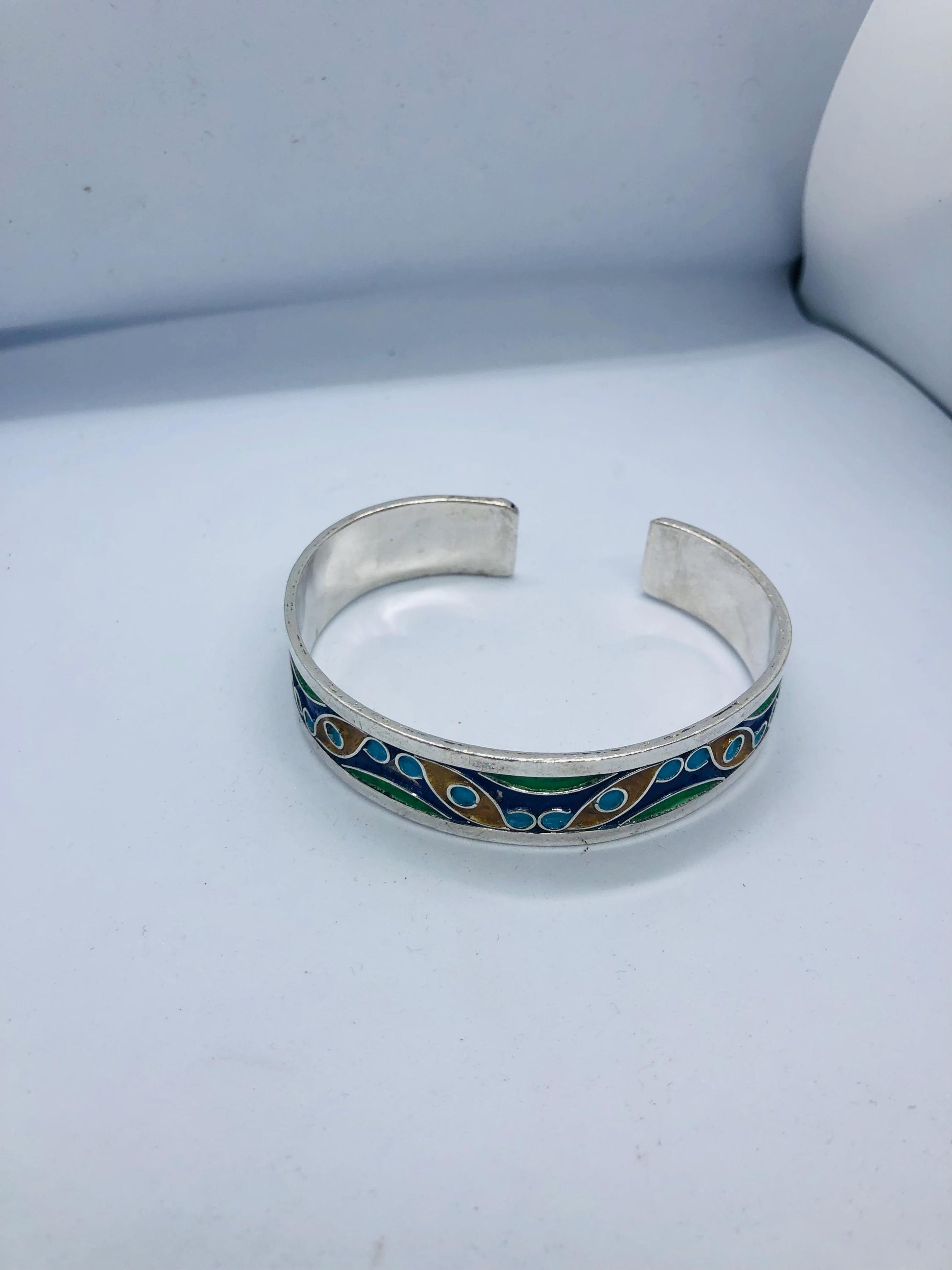 Enameled Silver Bracelet, Handmade Bracelet, Moroccan Berber Bracelet, Modern Bracelet, Traditional Bracelet, Handmade Tuareg Jewelry
