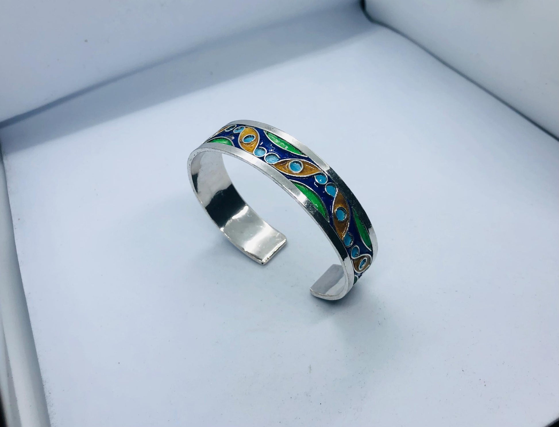 Enameled Silver Bracelet, Handmade Bracelet, Moroccan Berber Bracelet, Modern Bracelet, Traditional Bracelet, Handmade Tuareg Jewelry