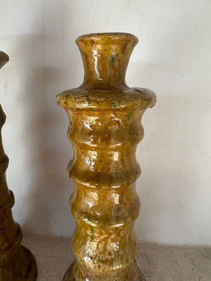 Yellow Tamegroute Candle Holder, Handmade Candle