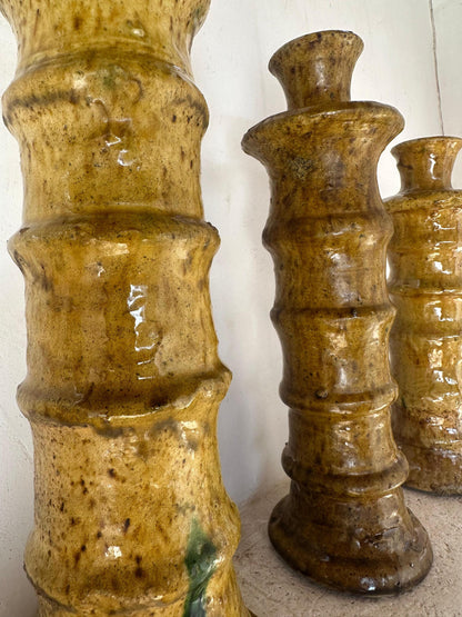 Yellow Tamegroute Candle Holder, Handmade Candle
