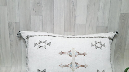 White Cactus Silk Pillow Cover, Moroccan Sabra Cushion Cover , Morocco Handmade Pillow, Sabra Cactus Silk Cushion,Home Decor