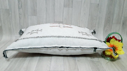 White Cactus Silk Pillow Cover, Moroccan Sabra Cushion Cover , Morocco Handmade Pillow, Sabra Cactus Silk Cushion,Home Decor