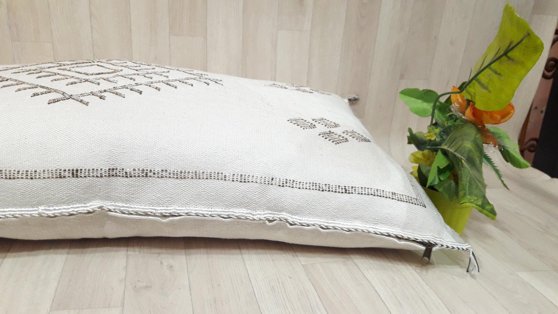 Cactus Silk Pillow Cover, Moroccan Boho Throw Pillow ,Hand Woven Berber Pillow, Sabra Cactus Silk Cushion Cover,Pillow,Cushion