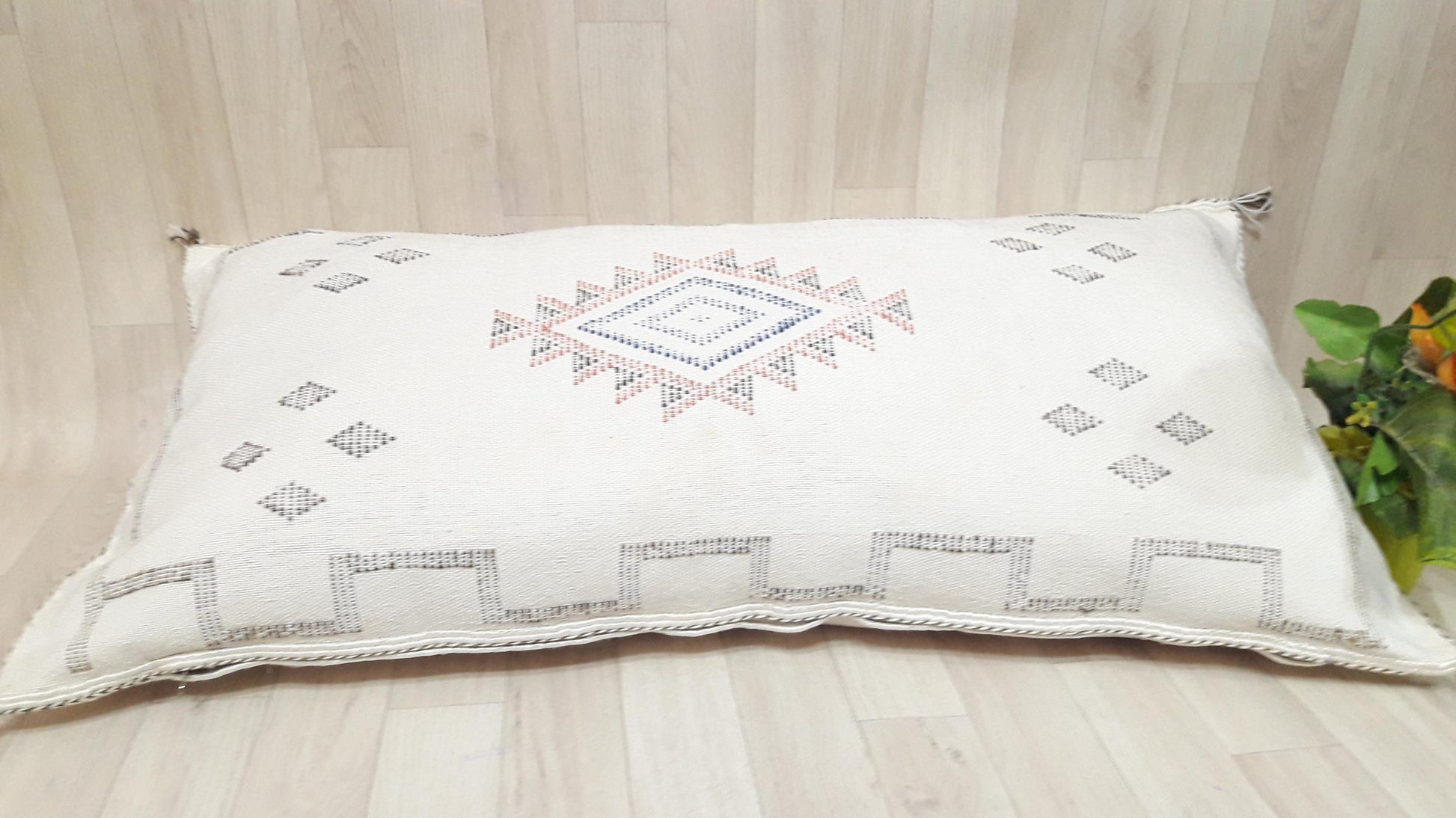 WHITE Cactus Silk Pillow Cover, Moroccan Boho Throw Pillow , Hand Woven Berber Pillow, Sabra Cactus Silk Cushion Cover,Pillow,Cushion