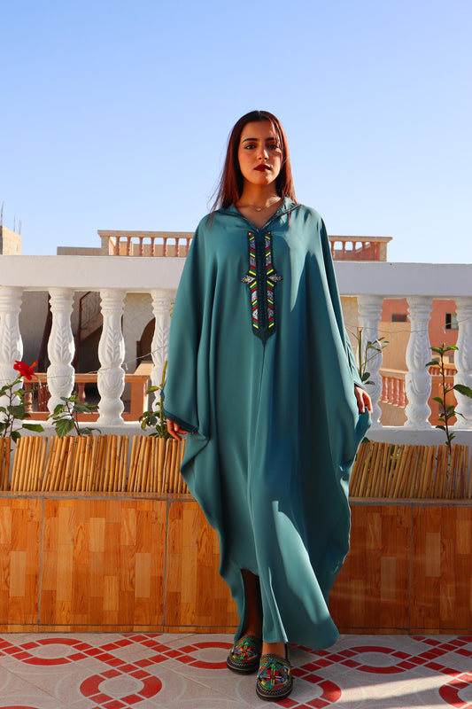 Caftan Luxury, Women'S Caftan Dress with Head Cover, Moroccan & African Style Abaya,Long Sleeve, Caftans, Caftan Maxi Dress, Cotton Caftan