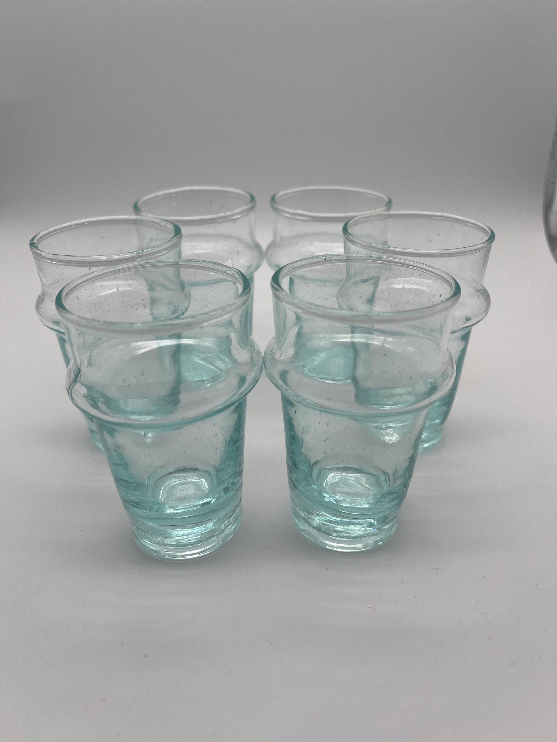 Handmade Moroccan Tea Glass, Set of 6 Beldi Glasses, Unique Kitchen Tea Cups, Clear Glass Mugs, High Quality Kitchen Accessories,