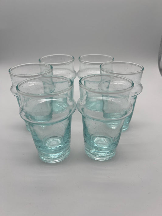 Handmade Moroccan Tea Glass, Set of 6 Beldi Glasses, Unique Kitchen Tea Cups, Clear Glass Mugs, High Quality Kitchen Accessories,