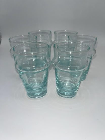 Handmade Moroccan Tea Glass, Set of 6 Beldi Glasses, Unique Kitchen Tea Cups, Clear Glass Mugs, High Quality Kitchen Accessories,