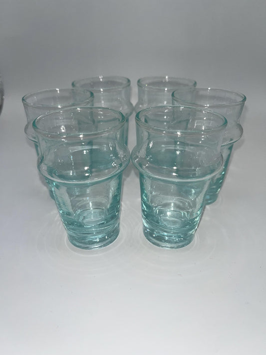 Handmade Moroccan Tea Glass, Set of 6 Beldi Glasses, Unique Kitchen Tea Cups, Clear Glass Mugs, High Quality Kitchen Accessories,