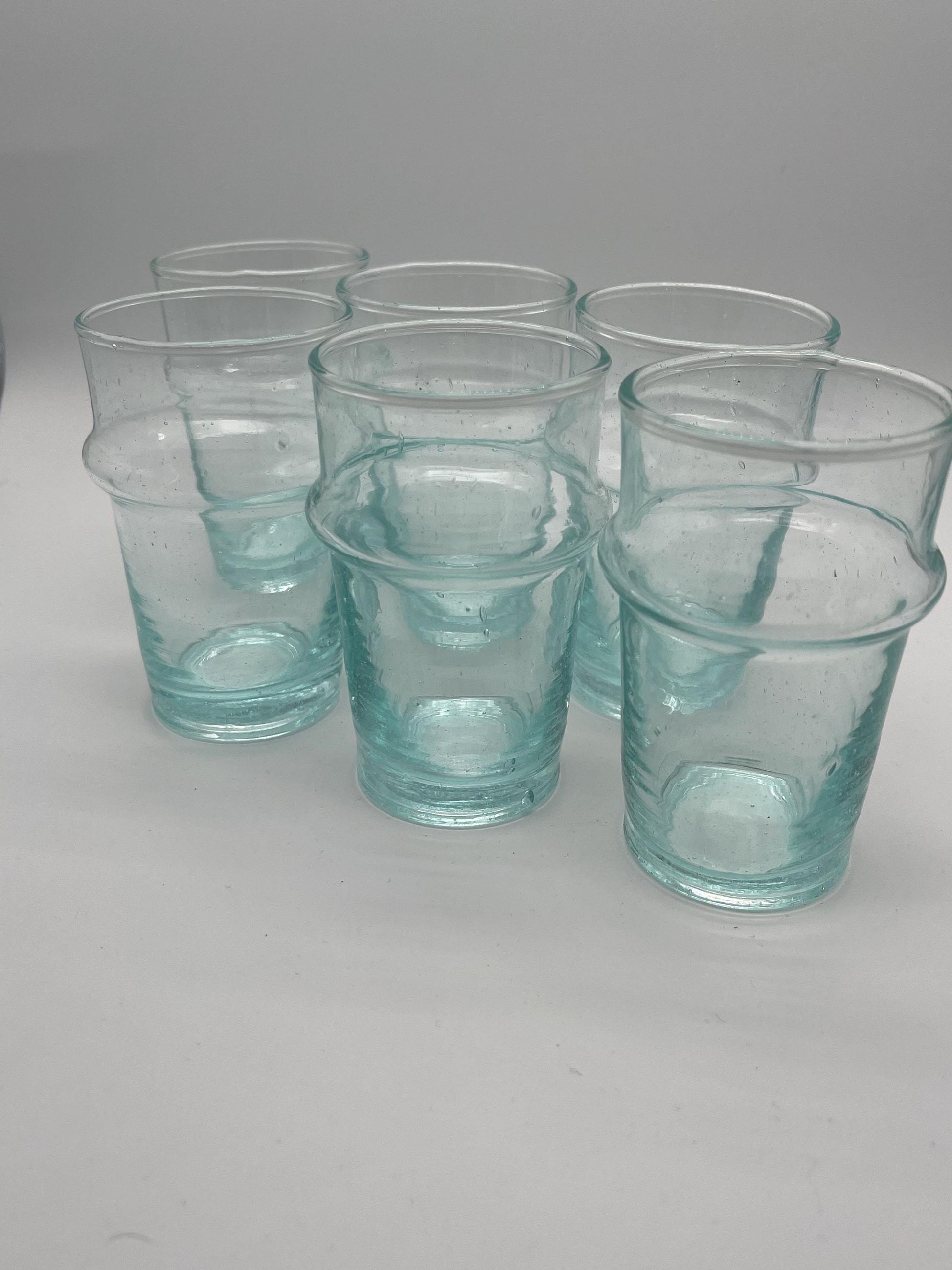 Handmade Moroccan Tea Glass, Set of 6 Beldi Glasses, Unique Kitchen Tea Cups, Clear Glass Mugs, High Quality Kitchen Accessories,