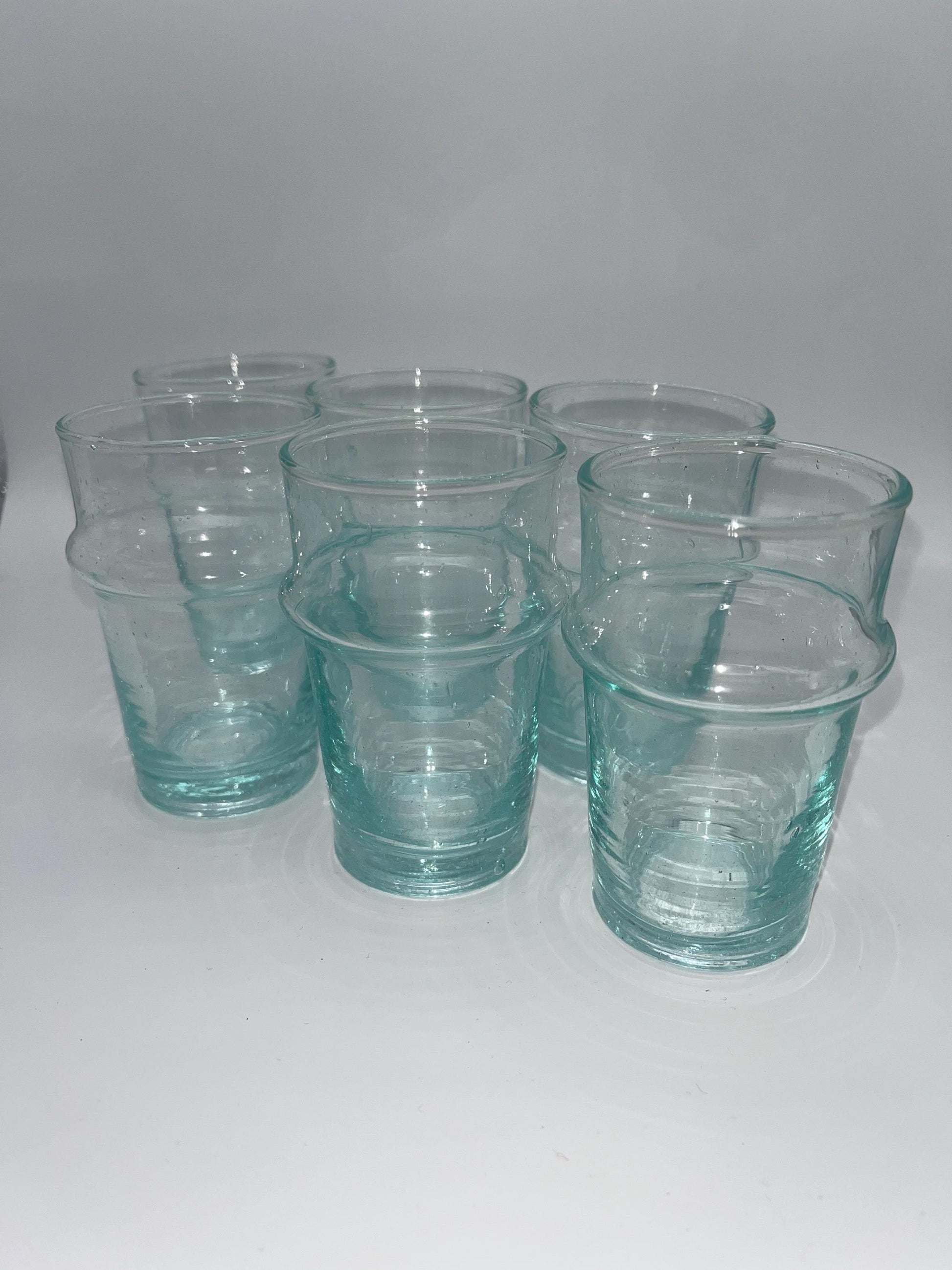 Handmade Moroccan Tea Glass, Set of 6 Beldi Glasses, Unique Kitchen Tea Cups, Clear Glass Mugs, High Quality Kitchen Accessories,