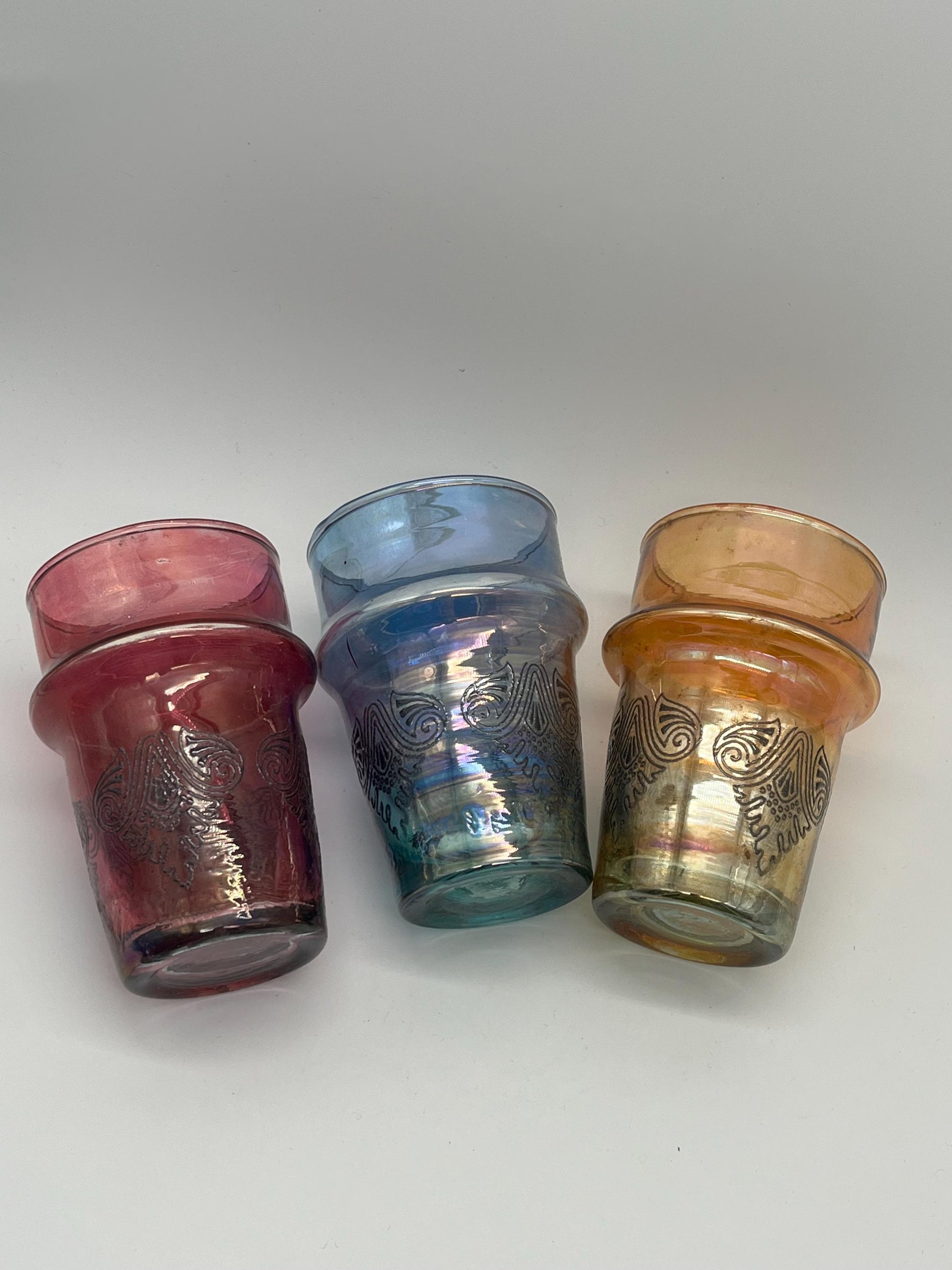 12 Colorful Moroccan Beldi Glasses, Handmade from Moroccan Craftsmanship