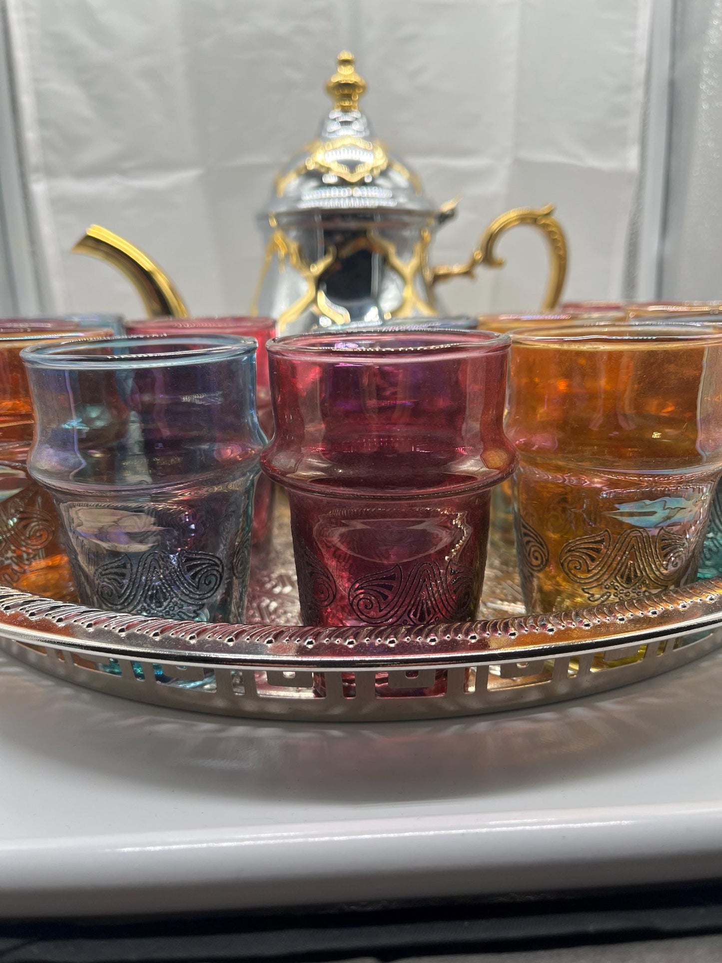 12 Colorful Moroccan Beldi Glasses, Handmade from Moroccan Craftsmanship