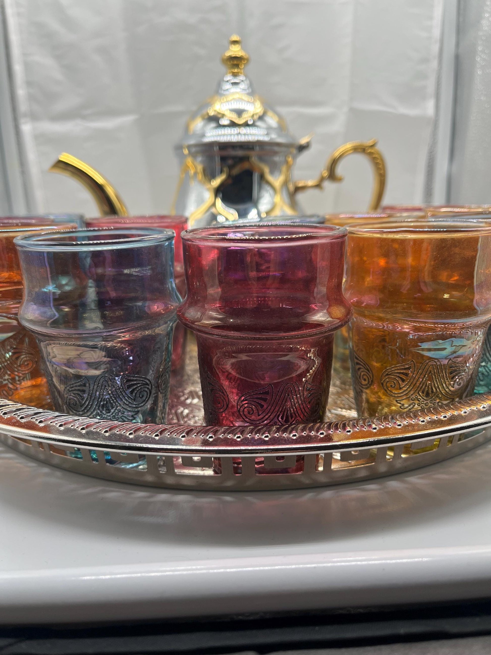 12 Colorful Moroccan Beldi Glasses, Handmade from Moroccan Craftsmanship