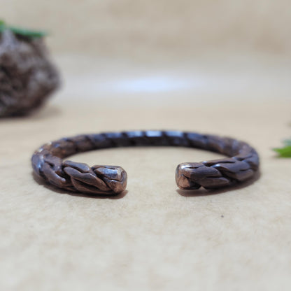 Heavy Oxidised Copper Bracelet – Thick Handforged Viking Bangle, Rugged Black Metal Cuff for Men, Adjustable Rustic Bracelet, Gift for Him