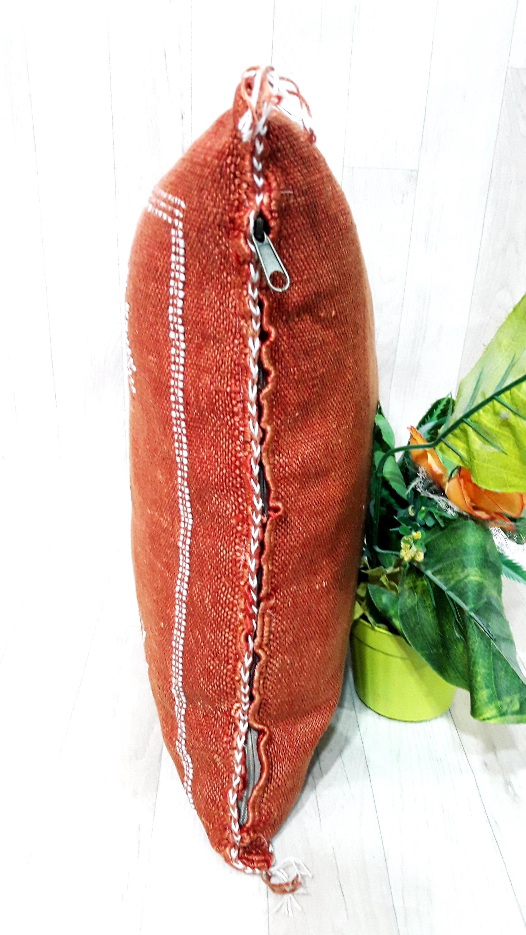 Cactus Silk Pillow Cover, Moroccan Boho Throw Pillow , Hand Woven Berber Pillow, Decorative Sabra Cactus Silk Cushion Cover