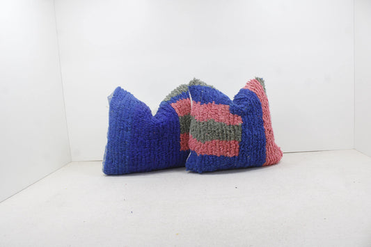 Set of 2 Vintage Moroccan Pillows 100% Wool,Absolutely Gorgeous Pillow Floor Pillow Moroccan Berber Home Design Handmade Kilim Berber 2P1312