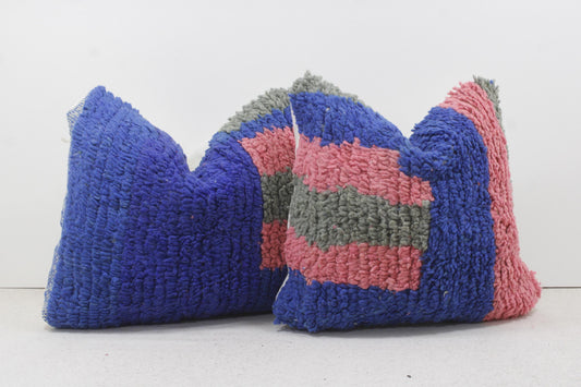 Set of 2 Vintage Moroccan Pillows 100% Wool,Absolutely Gorgeous Pillow Floor Pillow Moroccan Berber Home Design Handmade Kilim Berber 2P1312