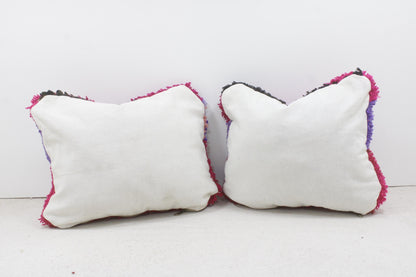 Set of 2 Vintage Moroccan Pillows 100% Wool,Absolutely Gorgeous Pillow Floor Pillow Moroccan Berber Home Design Handmade Kilim Berber 2P1340