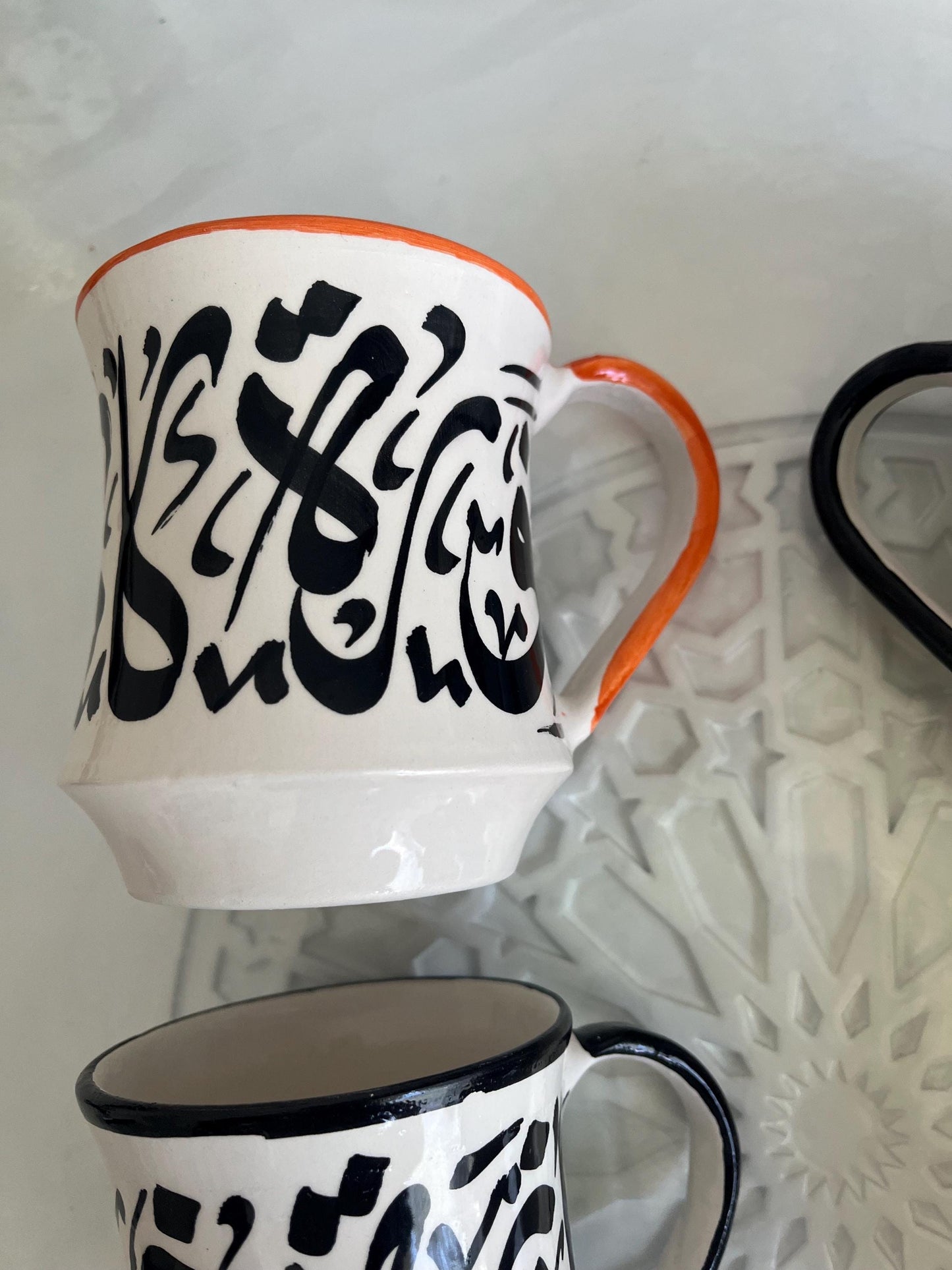Mugs with Arabic Writing, Calligraphy Colorful Mugs, Beldi Moroccan Mugs