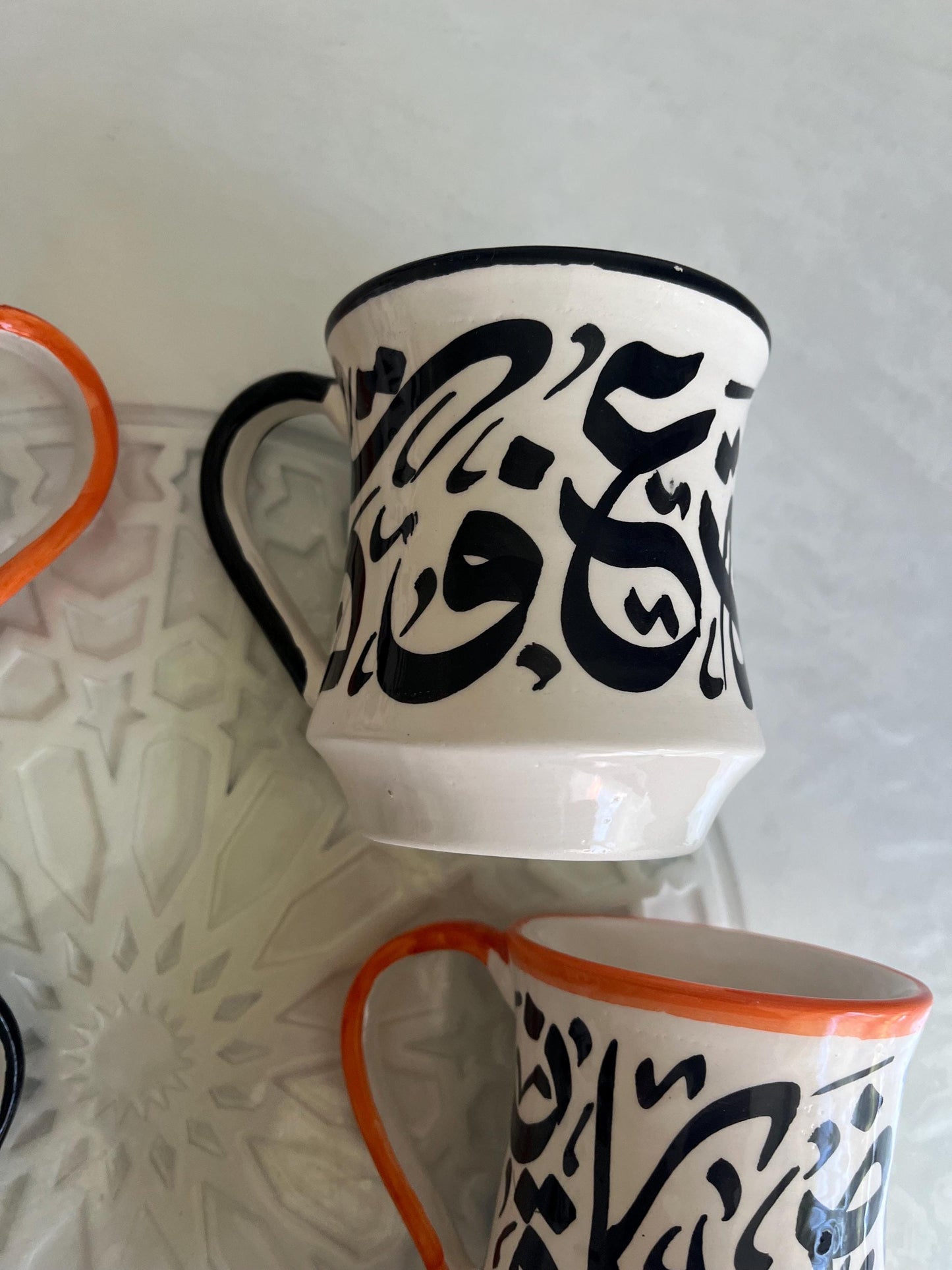 Mugs with Arabic Writing, Calligraphy Colorful Mugs, Beldi Moroccan Mugs