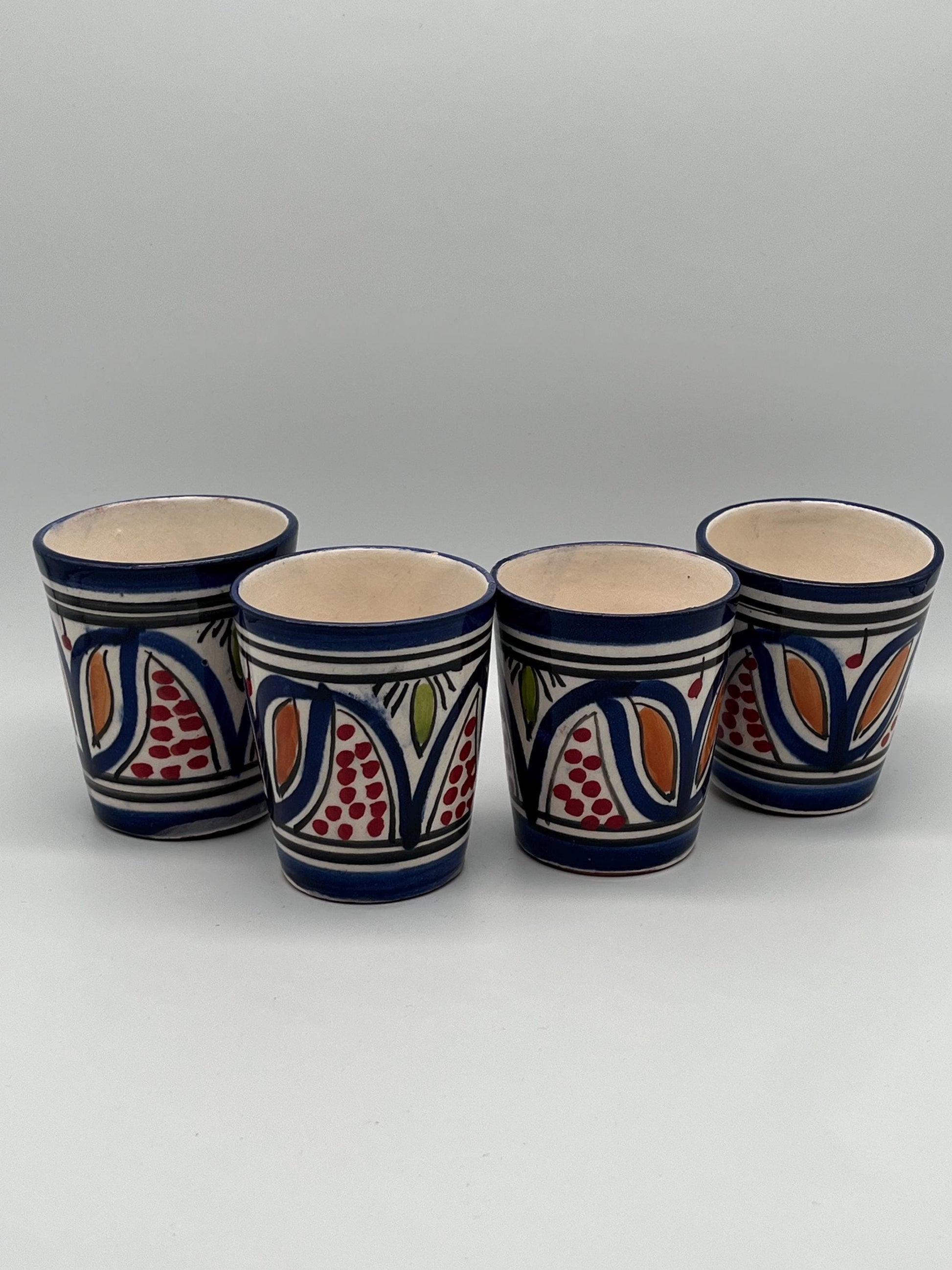 Set of 4 Red Clay Cups - Traditional Moroccan Craftsmanship - Perfect for Tea and Coffee - Beldi Mugs_Cups _Moroccan