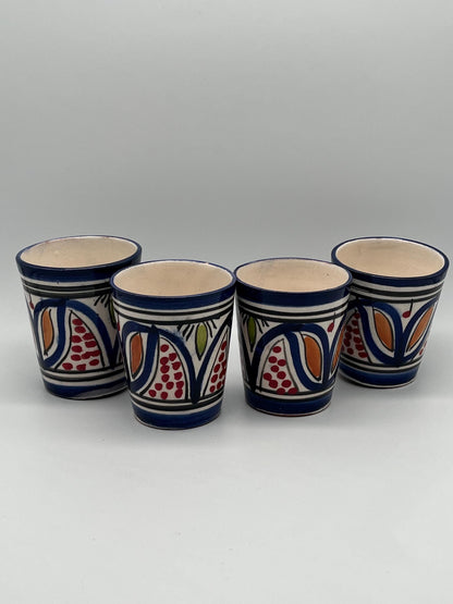 Set of 4 Red Clay Cups - Traditional Moroccan Craftsmanship - Perfect for Tea and Coffee - Beldi Mugs_Cups _Moroccan