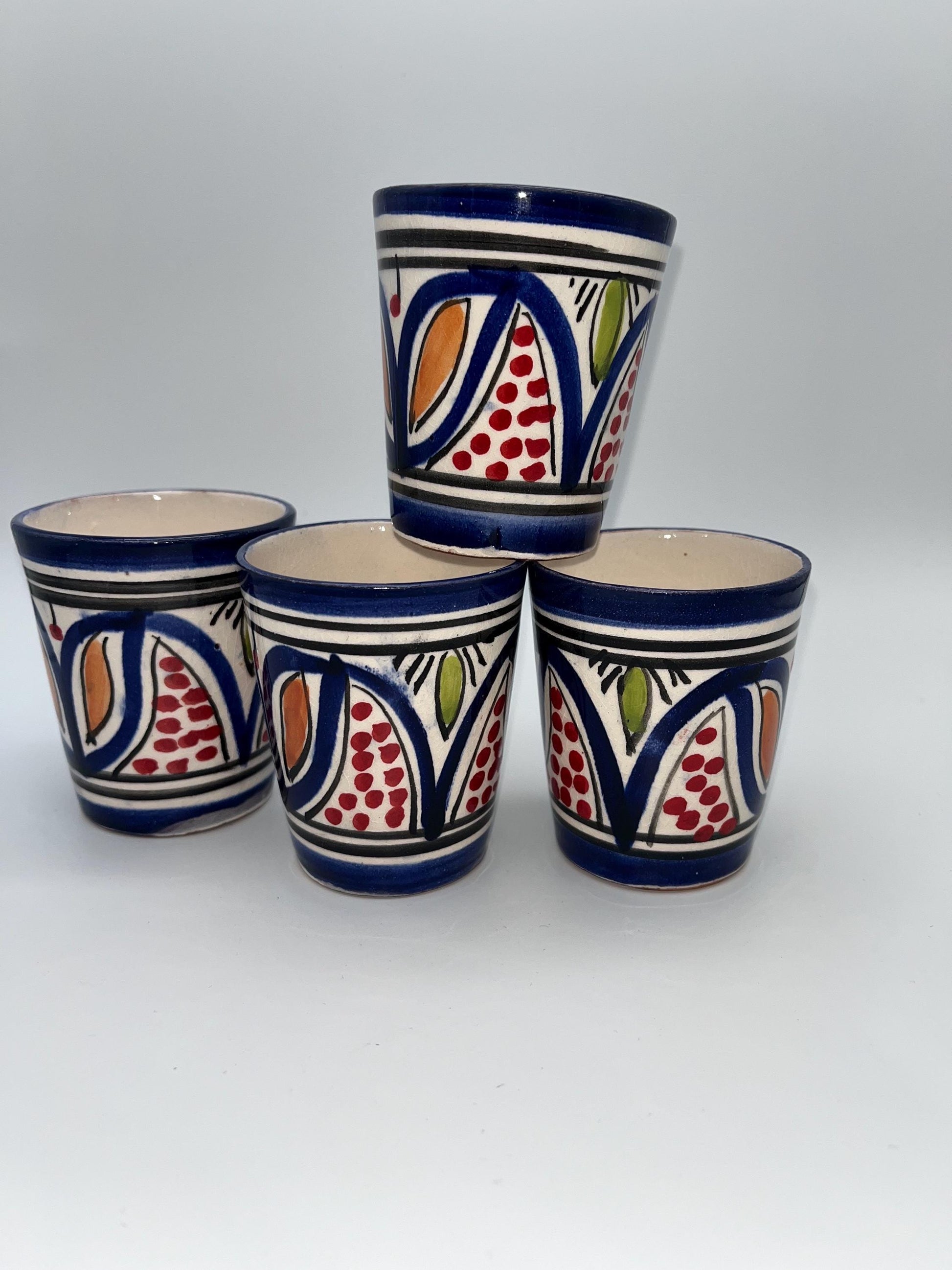 Set of 4 Red Clay Cups - Traditional Moroccan Craftsmanship - Perfect for Tea and Coffee - Beldi Mugs_Cups _Moroccan