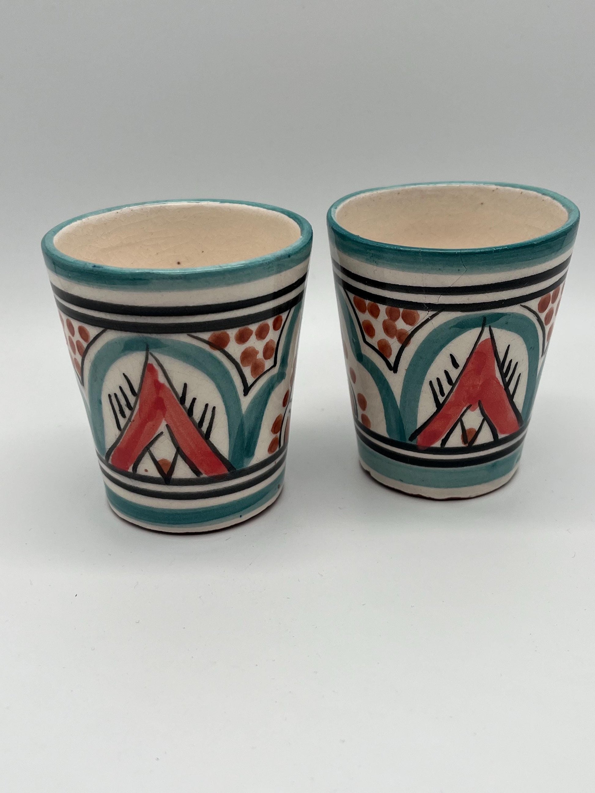 Set of 4 Red Clay Cups - Traditional Moroccan Craftsmanship - Perfect for Tea and Coffee - Beldi Mugs_Cups _Moroccan