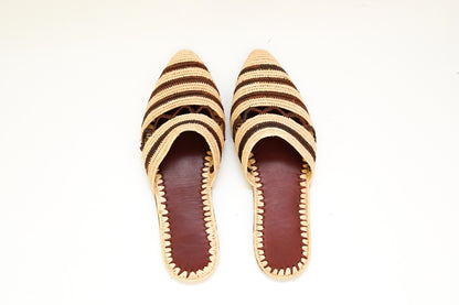 Handmade Raffia Slide Sandals, Comfortable, Lightweight Summer Shoes from Morocco