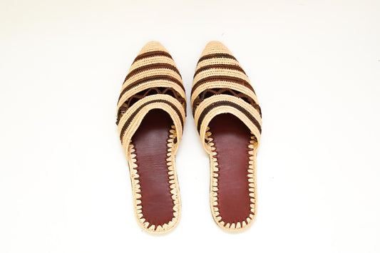 Handmade Raffia Slide Sandals, Comfortable, Lightweight Summer Shoes from Morocco