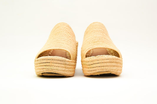 Handmade Raffia Slide Sandals, Comfortable, Lightweight Summer Shoes from Morocco