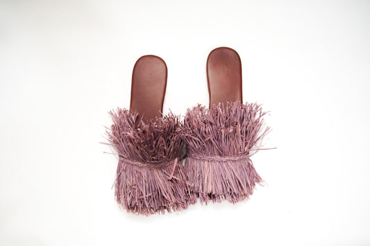 Handmade Raffia Slide Sandals, Comfortable, Lightweight Summer Shoes from Morocco