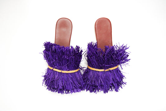 Handmade Raffia Slide Sandals, Comfortable, Lightweight Summer Shoes from Morocco